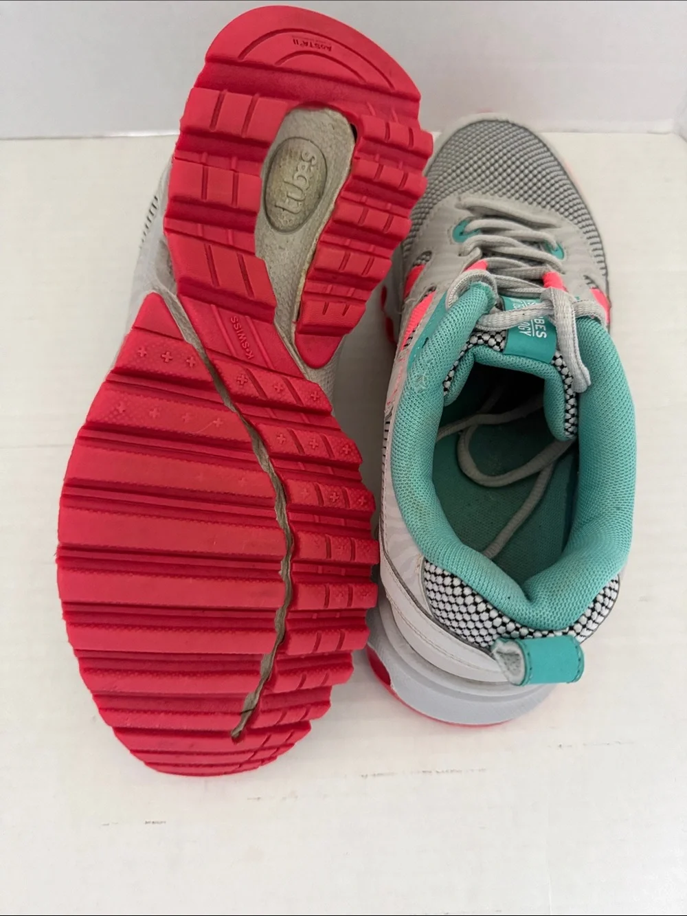 K-Swiss Grey Teal Pink Tubes Athletic Sneakers